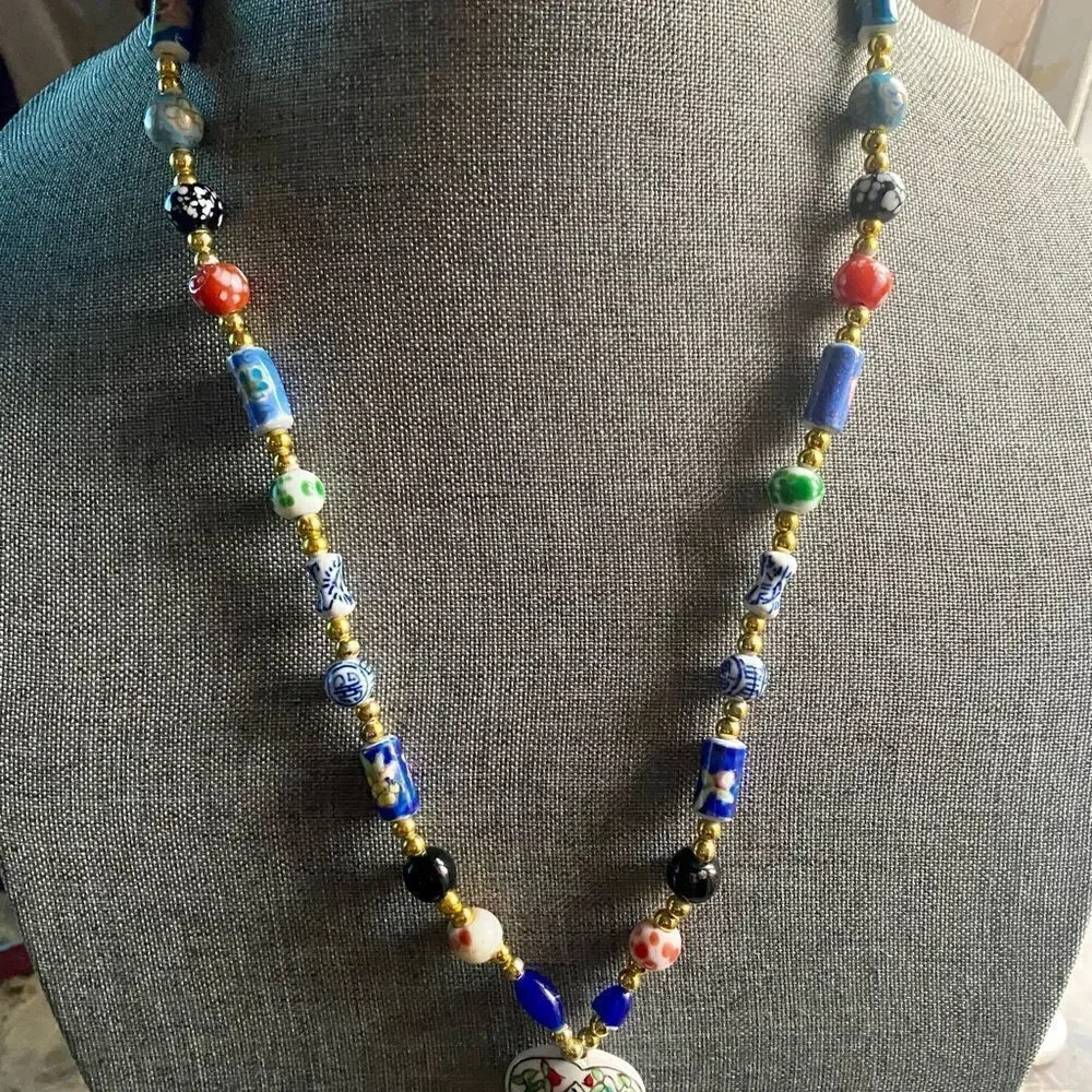 Vintage Chinese Ceramic Necklace